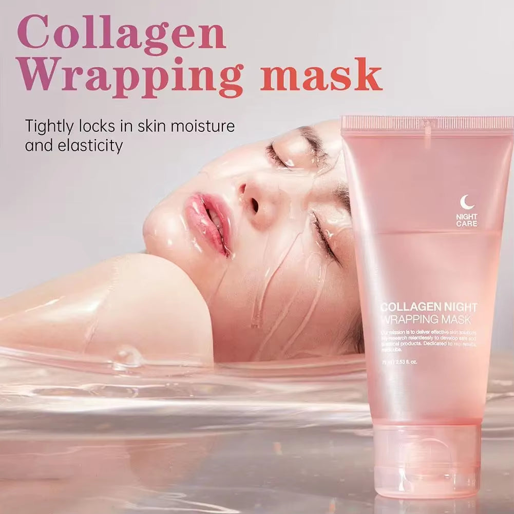 Hydrolyzed Collagen Overnight Facial Mask – Wrapping Peel-Off Treatment | Hydrating & Firming | Enhances Elasticity, Reduces Sagging & Dullness