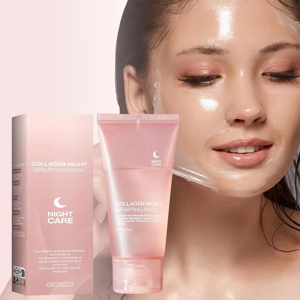 Hydrolyzed Collagen Overnight Facial Mask – Wrapping Peel-Off Treatment | Hydrating & Firming | Enhances Elasticity, Reduces Sagging & Dullness