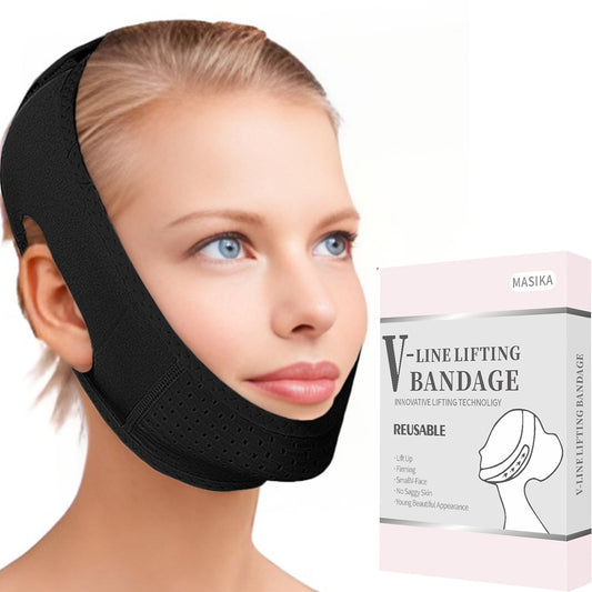V-Line Mask, Chin Strap for Sleeping,Chin Strap for Women,Jaw Exerciser,Jawline Shaper,Jaw Strap,Double Chin Strap,Jawline Shaper,Reusable Chin Stra,Black