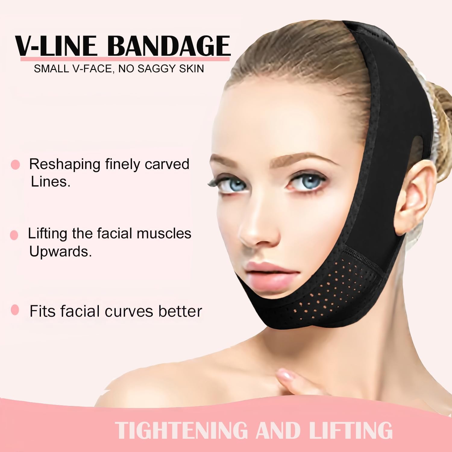 V-Line Mask, Chin Strap for Sleeping,Chin Strap for Women,Jaw Exerciser,Jawline Shaper,Jaw Strap,Double Chin Strap,Jawline Shaper,Reusable Chin Stra,Black